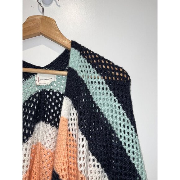 Anthropologie Roffe Stripe Crochet Kimono poncho Cardigan  One Size - Picture 4 of 8